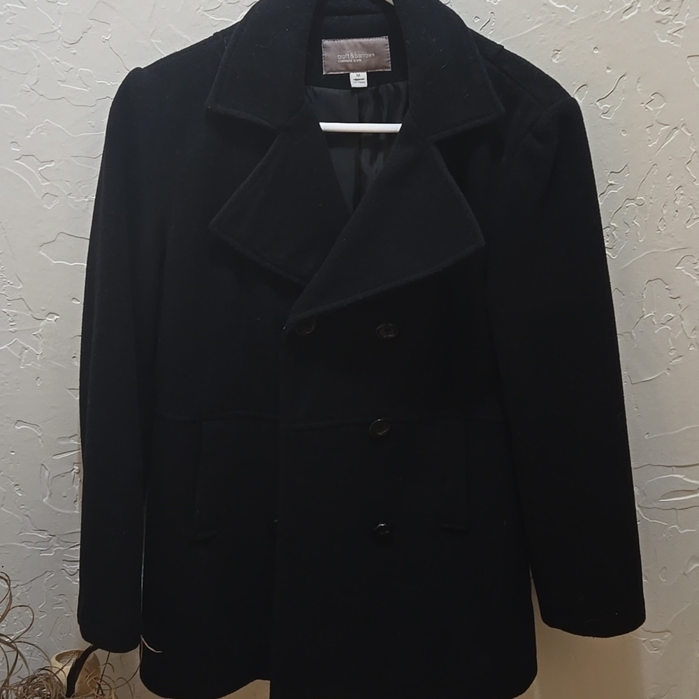 Croft & Barrow Women's Classic Black Pea Coat Wool/ Cashmere Blend
